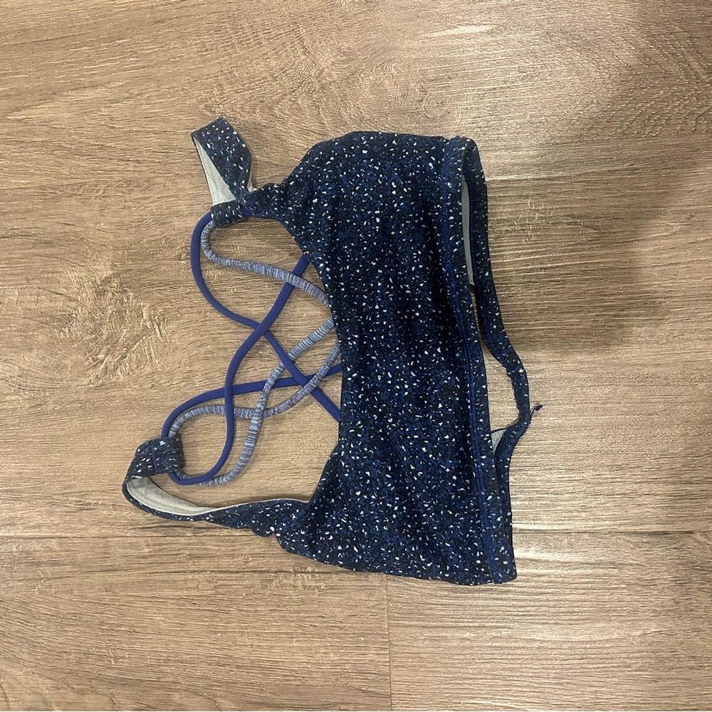 Navy Blue Speckled Bralette with Strappy Back